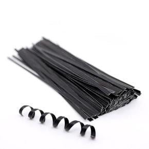 블랙 봉지 포장끈 종이 무지 페이퍼 타이 크라프트 빵 철심 끈 20cm (약100개)