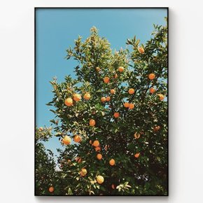 메탈 풍경 포스터 감성 액자 오렌지 나무 B
