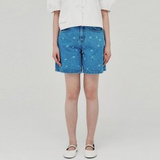 Laser Printed Denim Shorts_BLUE