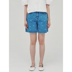 Laser Printed Denim Shorts_BLUE