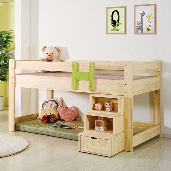 [착불]루나 미송 원목 벙커 공간형 SS 침대 FI