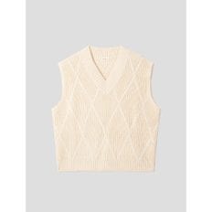 [정상가119,000원] Cable Vneck Knit Vest  Ivory (WE295UT480)