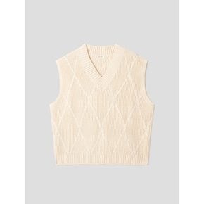 [정상가119,000원] Cable Vneck Knit Vest  Ivory (WE295UT480)