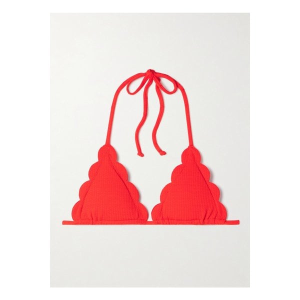 브로드웨이 스캘럽 시어서커 트라이앵글 비키니 탑 레드 46376663162941854