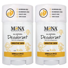 2개 세트 VANILLA SPICE 1.76 Oz MONA BRANDS 100% Natural Deodorant 어린이용