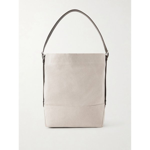 가죽 트리밍 코튼 캔버스 토트백 46376663162991220