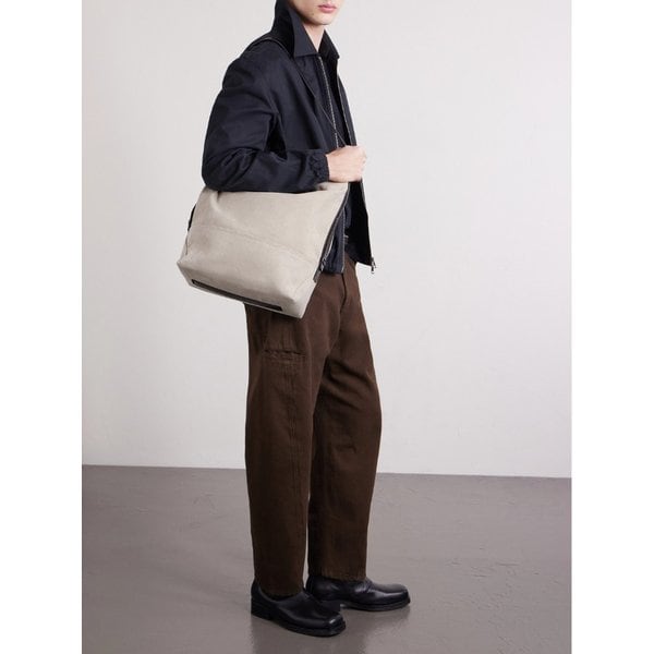 가죽 트리밍 코튼 캔버스 토트백 46376663162991220