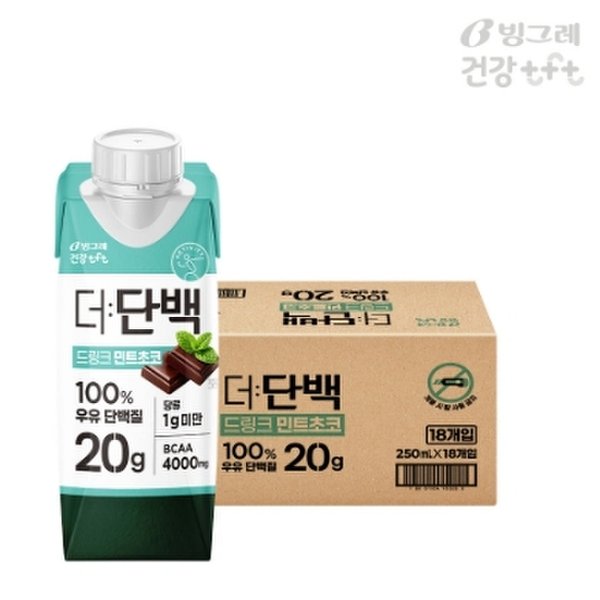 (주)빙그레 더단백 드링크 민트초코 250mL x 18개입