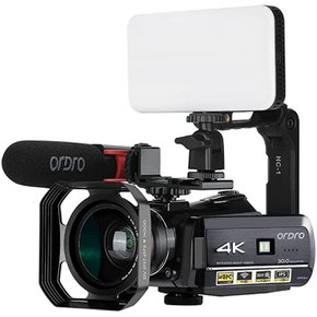 Ordro AC3 4K Vlog 37mm 0.39X HD LED 캠코더 디지털 줌 캠코더 레코더, 지향성 마이크, 광각