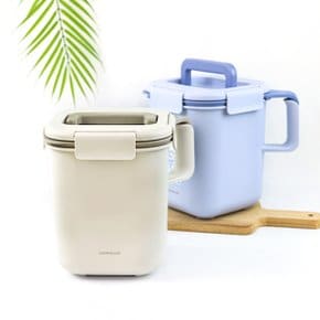 투핸들 음식물쓰레기통 3L 베이지/바이올렛