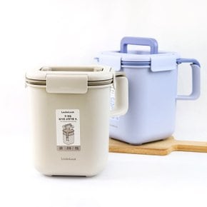투핸들 음식물쓰레기통 3L 베이지/바이올렛