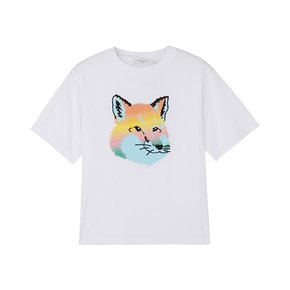 23SS MAISON KITSUNE 메종 키츠네 여성 폭스 헤드 프린트 반팔 티셔츠 화이트 KW00134KJ0008