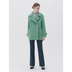 WOOL BOXY HALF COAT-SAGE