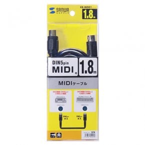 산와 서플라이 MIDI 케이블 (1.8m) DIN5pin 수 - DIN5pin 수블랙 KB-MID01-18K