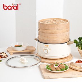 더 셰프 대나무 멀티쿠커 BR-P200L 2단 찜기+냄비 플레이트 플레이팅