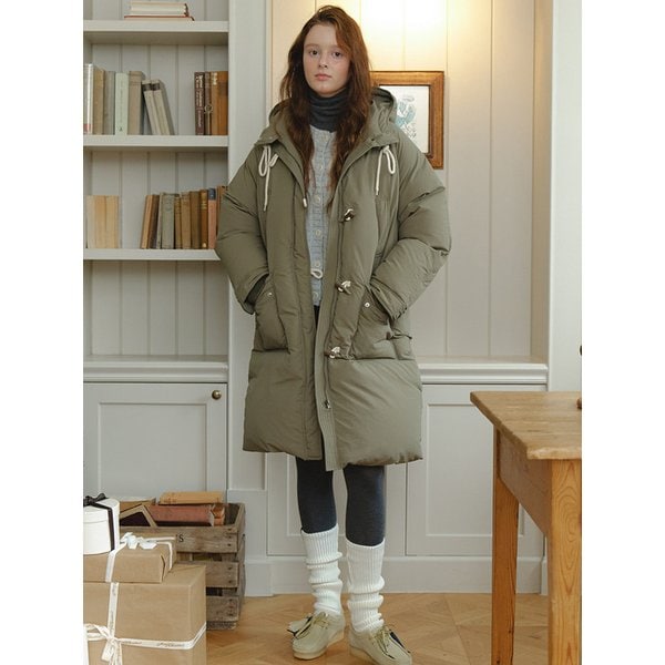 FishTail Duck Down Long Parka Field Coat - khaki