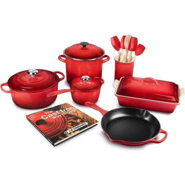  영국 르쿠르제 무쇠냄비 Le Creuset 16 Piece Cookware Set Cerise 1632376