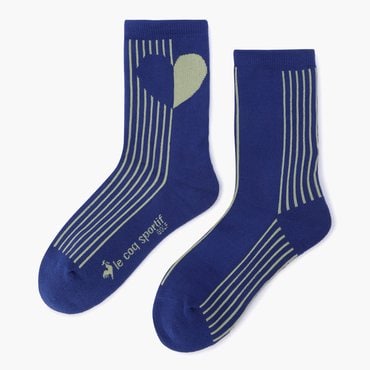 르꼬끄골프 25년  S/S  NEW 여성 하트 스트라이프 자카드 미들 삭스 / T/BLUE GQ122LSO23