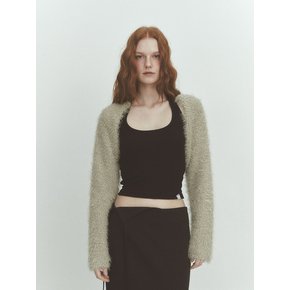 FLUFFY BOUCLE CARDIGAN (KHAKI BEIGE)