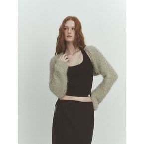 FLUFFY BOUCLE CARDIGAN (KHAKI BEIGE)