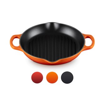  [Le Creuset] 르크루제 하이라운드 주철 원형 홈이있는 그릴 오븐용 플레이트 25cm