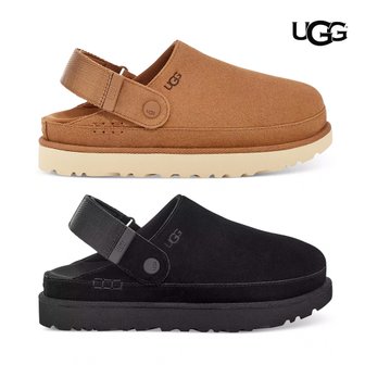 UGG 어그 골든스타 클로그 플랫폼 여성 스웨이드 샌들 체스트넛 블랙 2컬러