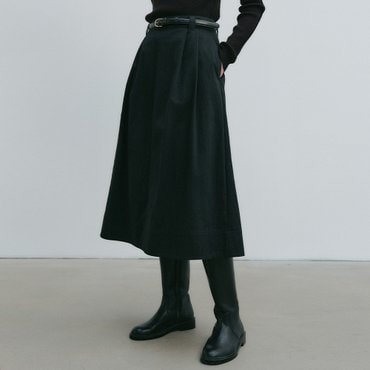 룩캐스트 니아 턱 에이 라인 스커트 / NIA TUCK A LINE SKIRT_2colors