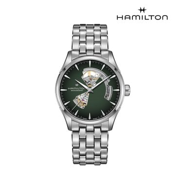 해밀턴 재즈마스터 오픈하트 스모크 그린 42mm 브레이슬릿 H32705160