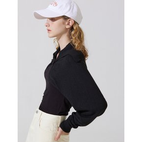 Rum sailor collar knit bolero - black