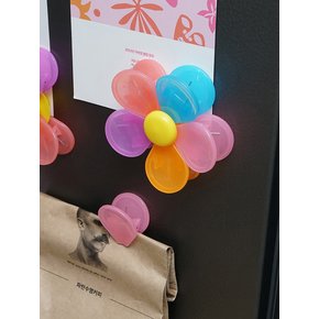 컬러풀 꽃잎 밀봉 5P 냉장고 자석 봉지 집게 세트