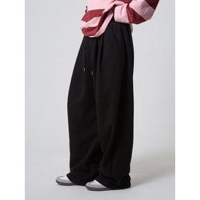 데일리 투턱 와이드 스웨트 팬츠 블랙_Daily Two Tuck Wide Sweat Pants Black