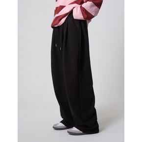 데일리 투턱 와이드 스웨트 팬츠 블랙_Daily Two Tuck Wide Sweat Pants Black