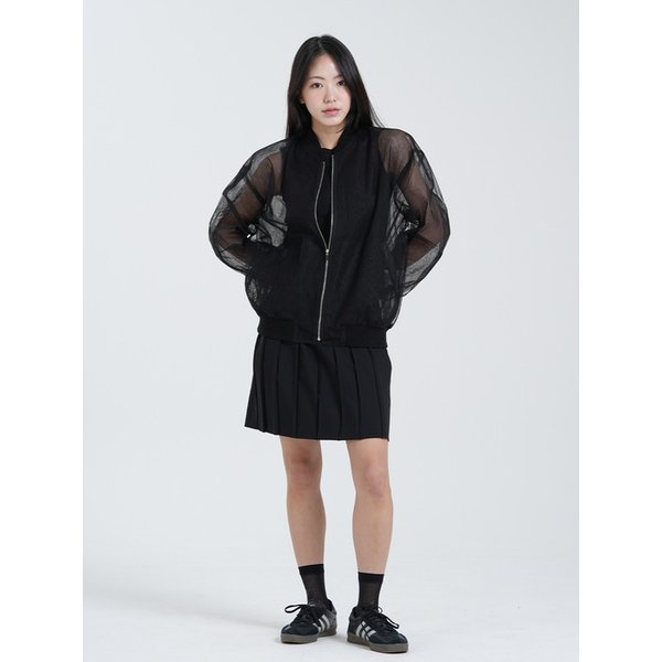 Mesh Blouson Jumper - Black