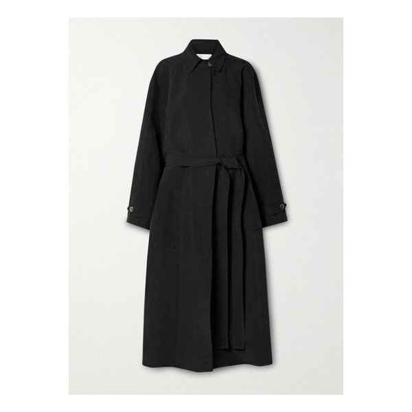 료 벨트 실크 트렌치 코트 블랙 1647597359626216