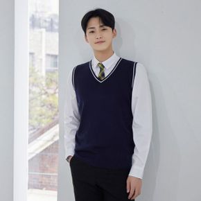교복몰 보풀방지 네이비화이트라인 롱조끼 남자  교복_P351844580
