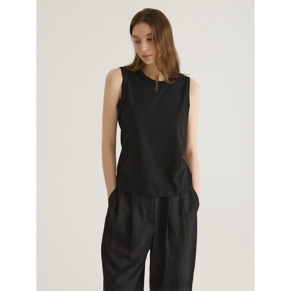 COTTON SLIM SLEEVELESS TOP - BLACK