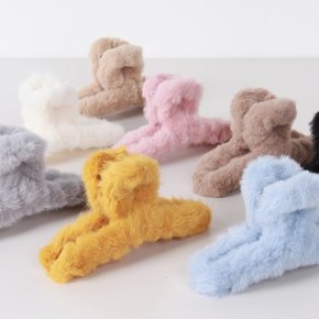 페이크퍼 밍크퍼 집게핀 반묶음 올림머리 퍼집게핀 8color