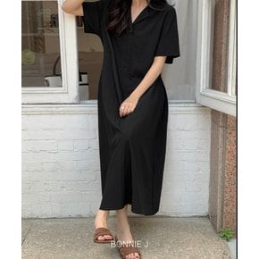 보니제이 / 보니제이 브이넥 카라 셔츠 원피스 반팔 반소매 미니