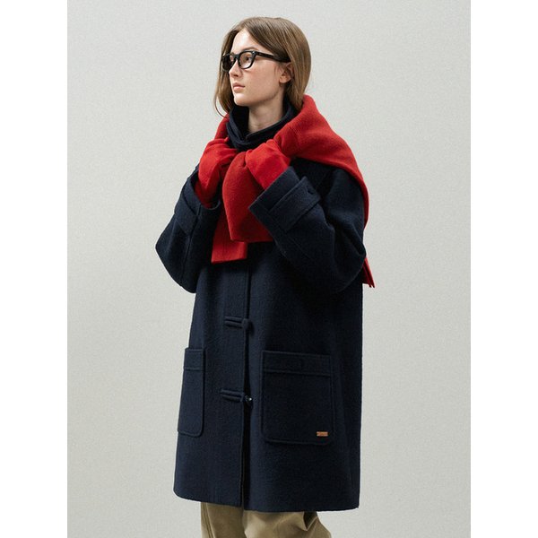 에센셜 오버핏 더플 울 코트_Deep Navy
