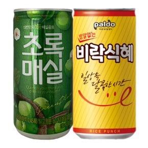 웅진 초록 매실+ 팔도 밥알없는 비락식혜 180ml 각30캔 총60캔 매실/과