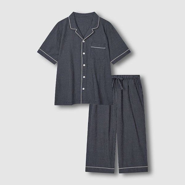 남 코튼 레이온 시어서커 7부 파자마 세트 J216201143057