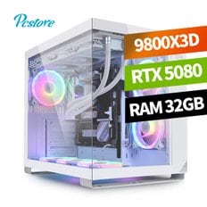  피씨스토어 화이트 감성 어항 PC 라이젠7 9800X3D RTX5080 1TB 360 수냉쿨러 (32G, M.2 1TB)