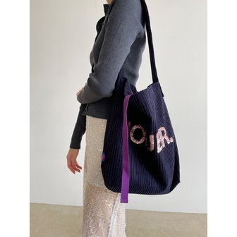 쥬에 Spangle shoulder bag. corduroy navy.