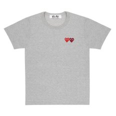 꼼데가르송 꼼데가르송 플레이 여성용 티셔츠 (더블 하트 포함) 그레이 AZ-T225-051