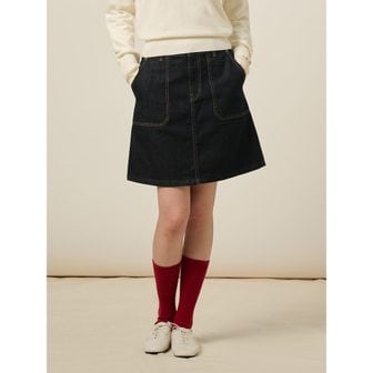 빈폴레이디스 아웃포켓 A라인 데님 스커트  네이비 (BF5327C01R)