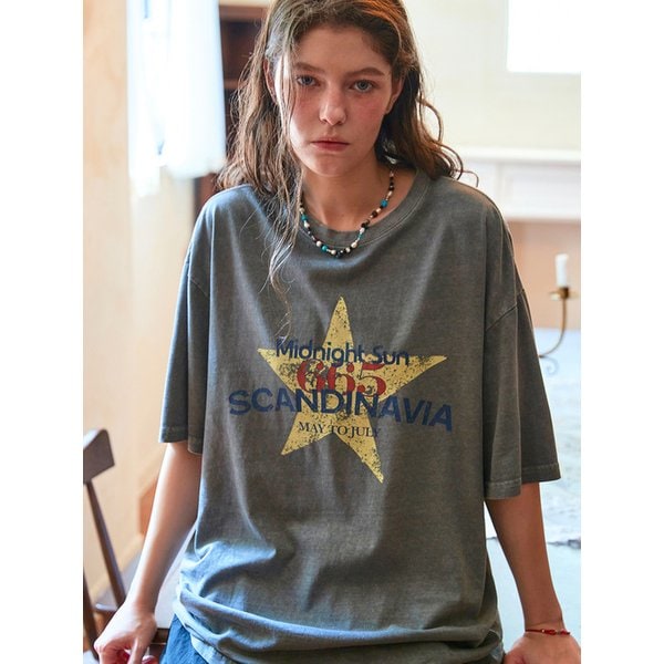 미드나잇선 피그먼트 반팔티 고스트그레이