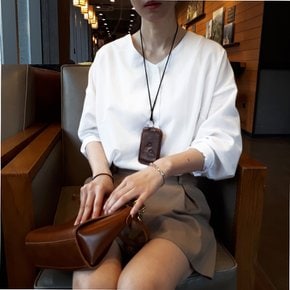 흰색 브이넥 노카라 면 텐셀 남방 루즈핏 66 77 88 빅사이즈 가을 정장 이너 셔츠 블라우스