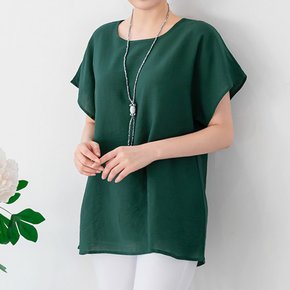 [L~2XL]국내생산/인견_베이직 반팔 블라우스/빅사이즈/루즈핏/임부복/엄마옷/린넨/쉬폰/인견