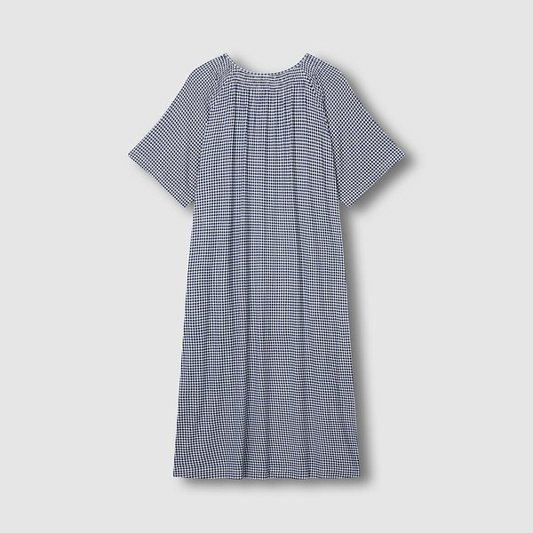 여 보드리 체크 반팔 파자마 원피스 J206203050057