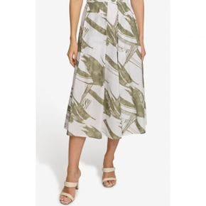 4774643 DKNY Print Pleated Voile Midi Skirt